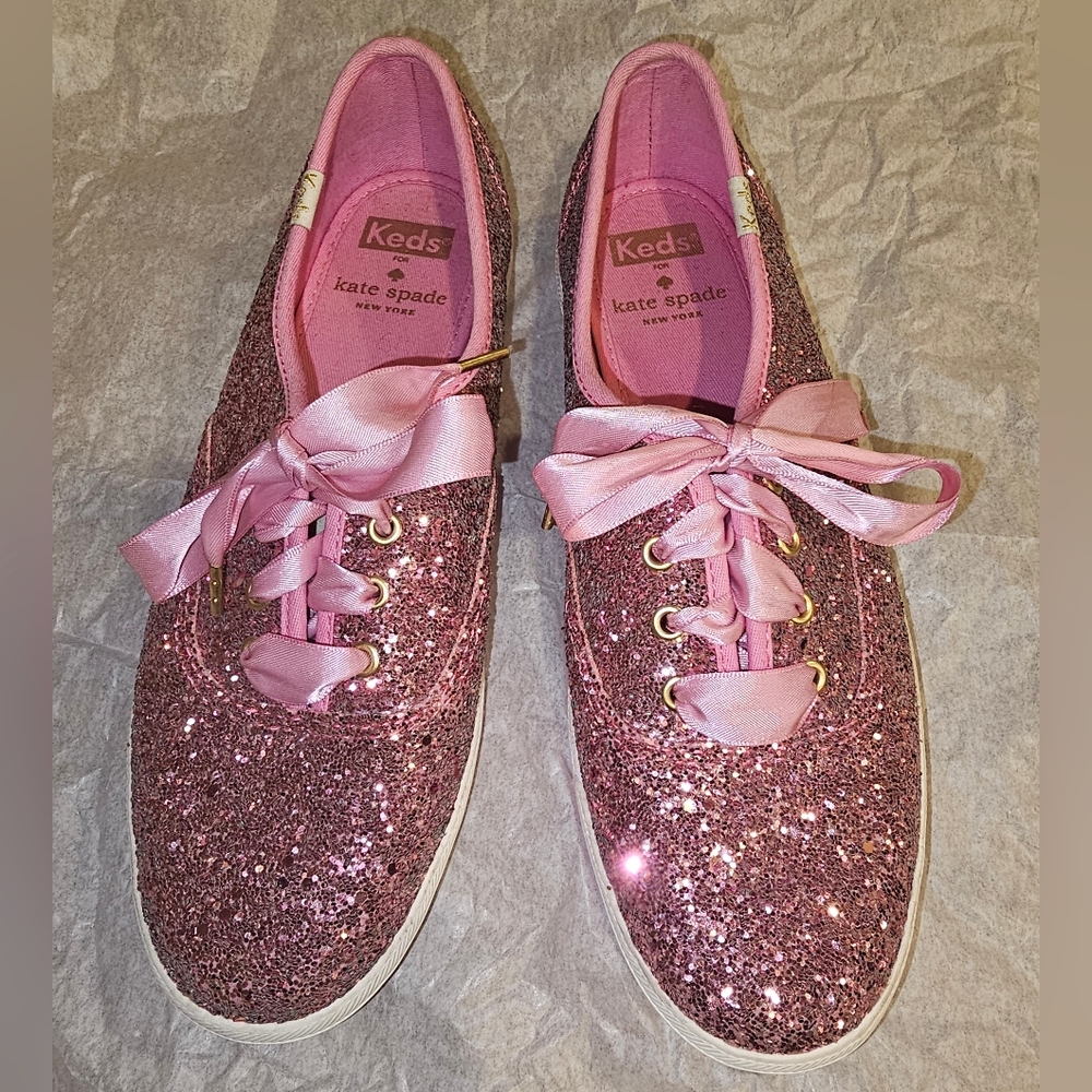 Kate Spade Pink Glitter Keds size 6.5